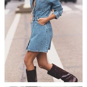 Zara Blue Denim Button-Up Dress